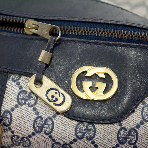 OLD Gucci 皮コンビボストン(小/青)
