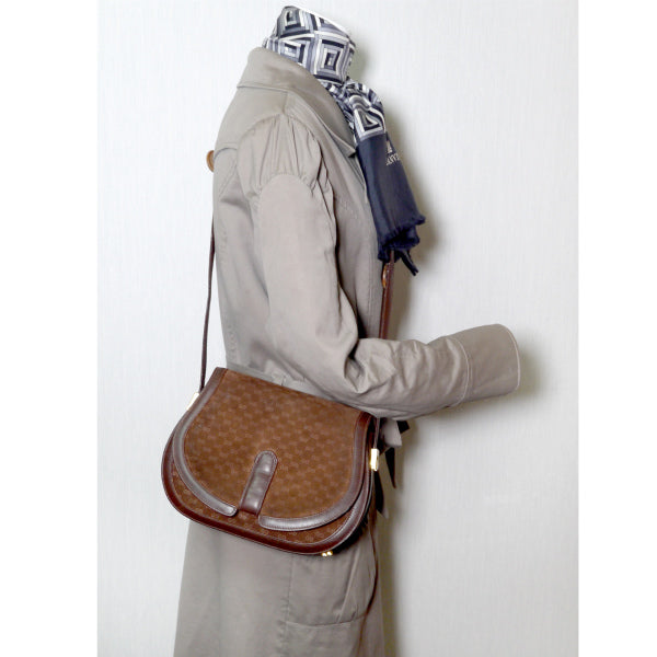 OLD Gucci マイクロGG半円スエードショルダー(茶)