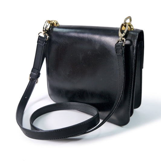 OLD Gucci <訳あり>南京錠ロック総革ショルダバッグ(黒)