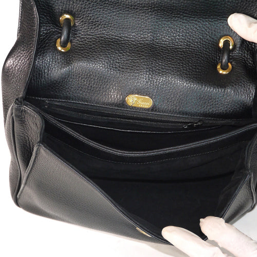 OLD Gucci クロコ型押しハンドバッグ(黒)