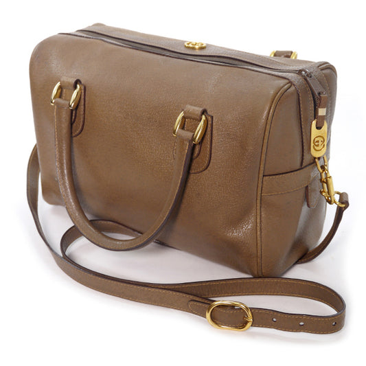 OLD Gucci 総革ショルダー付きボストンバッグ(ミルクティ)