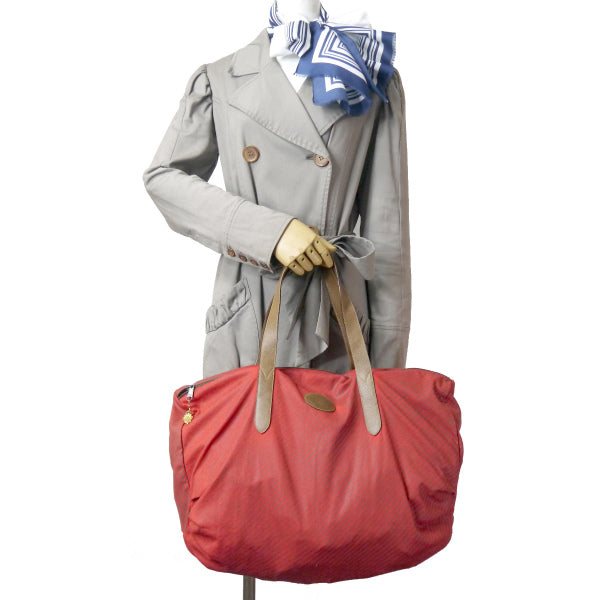 OLD Gucci Rigateライン折り畳み大型ドラムボストン(赤ストライプ)