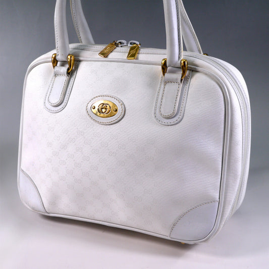 OLD Gucci マイクロGGラウンドファスナーミニボストン(白)