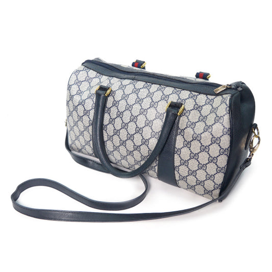 OLD Gucci ミニシェリー ショルダー付ボストン(青・中)