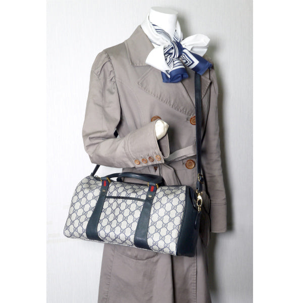 OLD Gucci ミニシェリー ショルダー付ボストン(青・中)