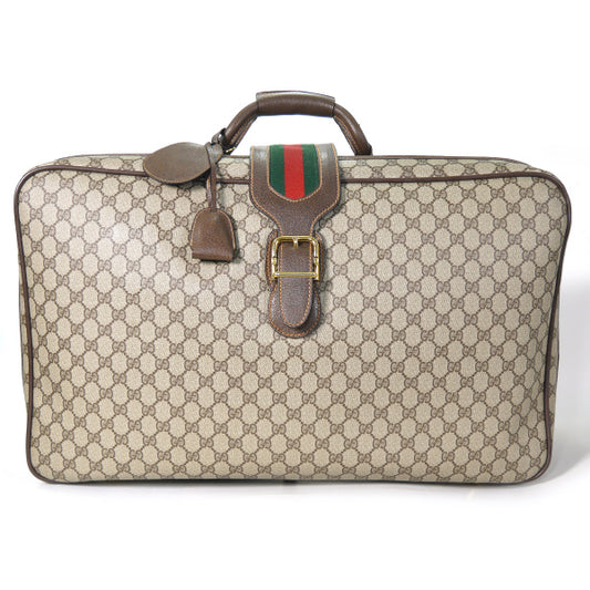 OLD Gucci シェリー&ベルト 鍵付き中型スーツケース(茶)
