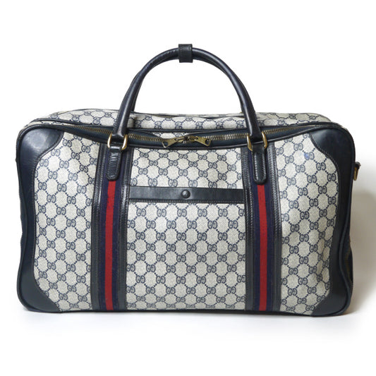 OLD Gucci ダブルシェリー ショルダー付スーツケース(青)