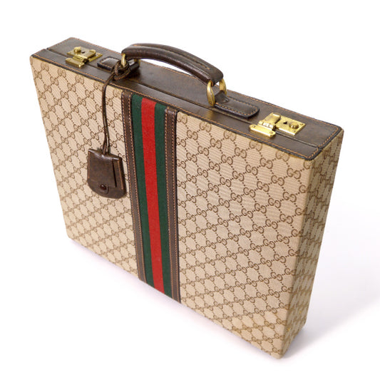 OLD Gucci 70sジャガード織アタッシュケース(茶)