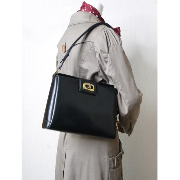 OLD Gucci お宝!!ターンロック金具2WAYバッグ(黒)