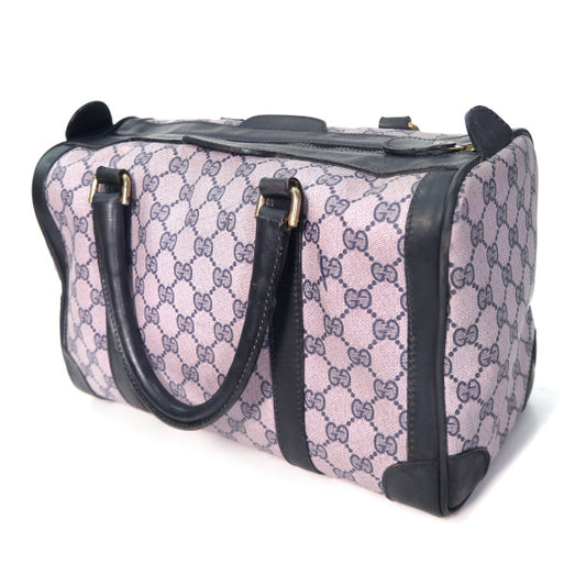 OLD Gucci 革ライン ピンク×青ボストン(中)
