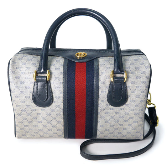 OLD Gucci マイクロGGショルダー付きミニボストン(青)
