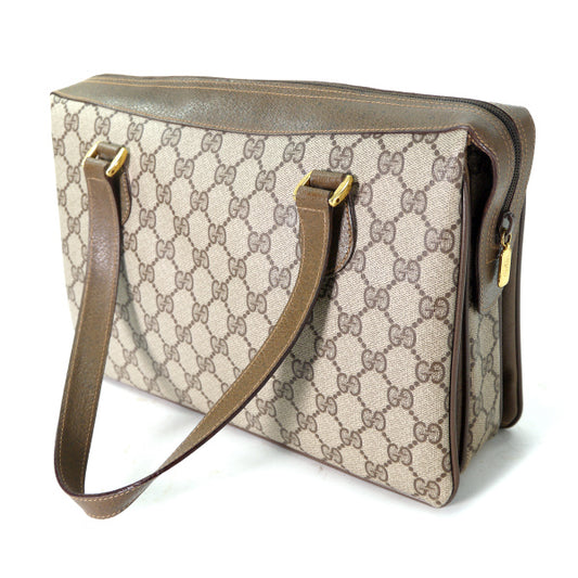 OLD Gucci シェリー スクエア3層式ミニボストン(茶)