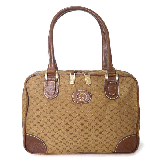 OLD Gucci メキシコ製!!希少マイクロGGジャガード ミニボストン(茶)