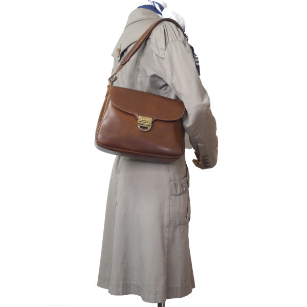 OLD Gucci 総革GGロック金具2WAYショルダー(濃茶)