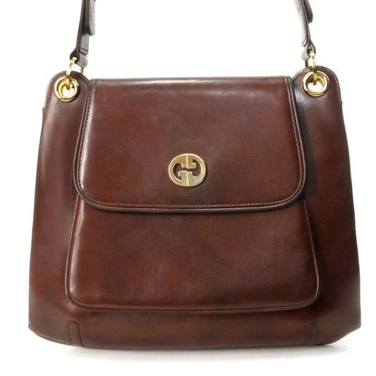 OLD Gucci 総革GG金具2WAYショルダー(濃茶)