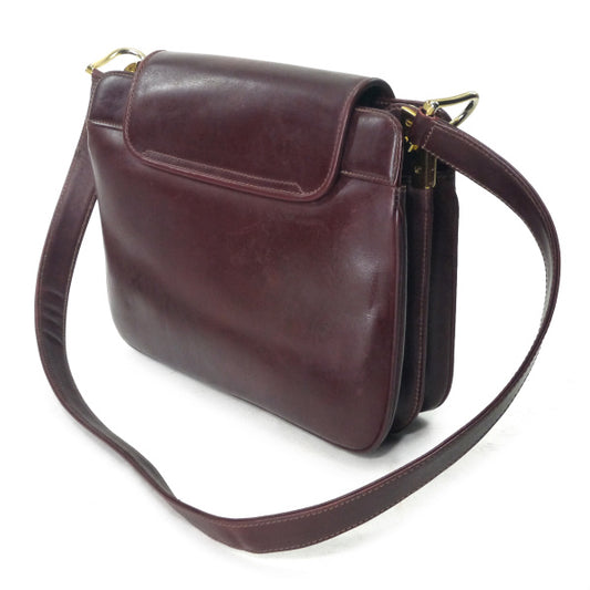 OLD Gucci 総革ロゴ金具スクエアショルダー(ボルドー)