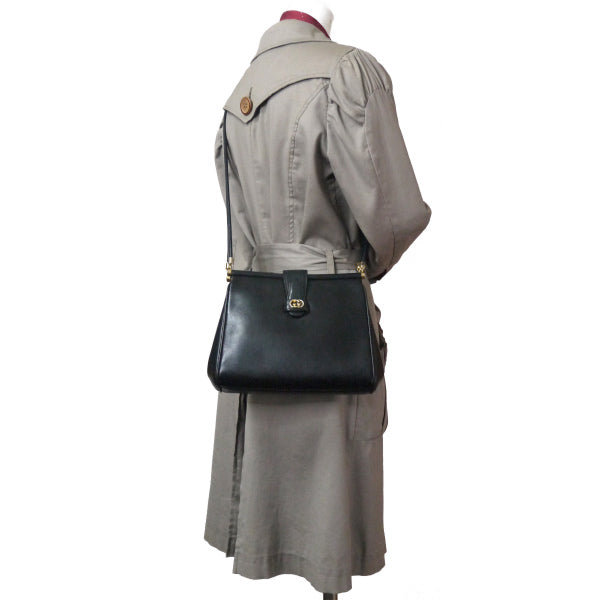 OLD Gucci 総革G金具ワンショルダー(黒)
