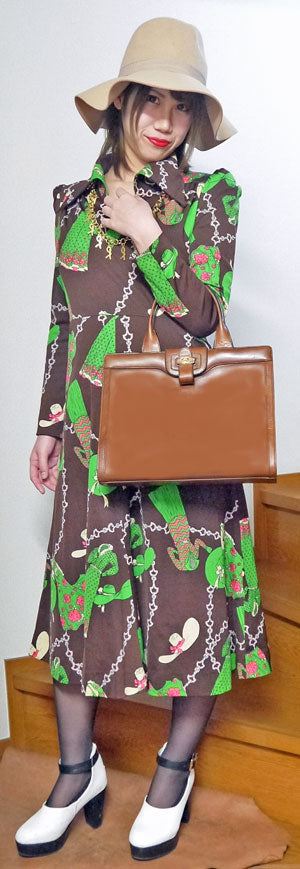 OLD Gucci 飴色スクエアハンドバッグ(茶)