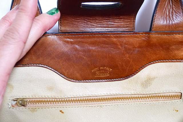 OLD Gucci 飴色スクエアハンドバッグ(茶)