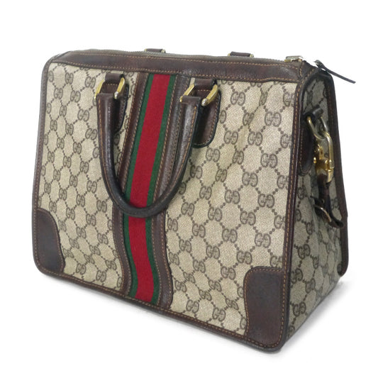 OLD Gucci スクエアミニボストン(茶・縦シェリー)