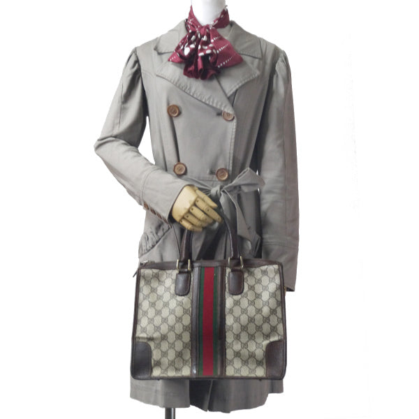 OLD Gucci スクエアミニボストン(茶・縦シェリー)