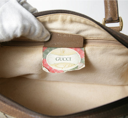 OLD Gucciサイド皮ミニシェリーボストン(茶)