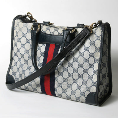 OLD Gucci ショルダー付きシェリーボストン(青)