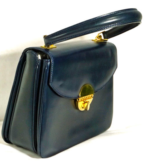 OLD Gucci 紺カウ皮ハンドバッグ