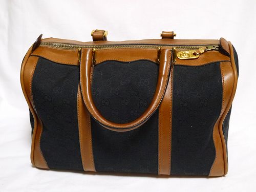 OLD Gucci キャメル×黒マイクロGGボストン