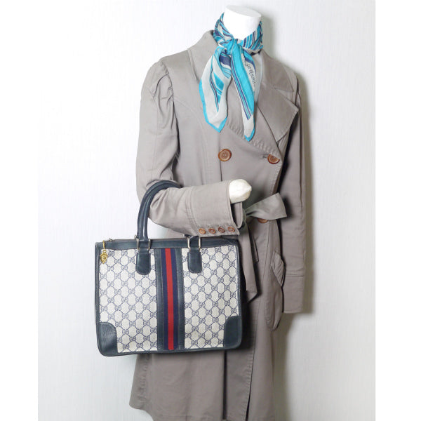 OLD Gucci スクエアミニボストン(青・縦シェリー)