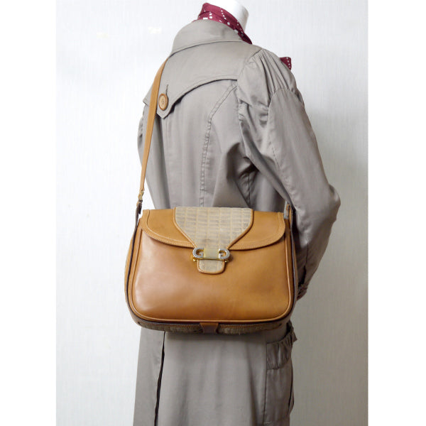 OLD Gucci 異素材MIXキルティングショルダー(キャメル)