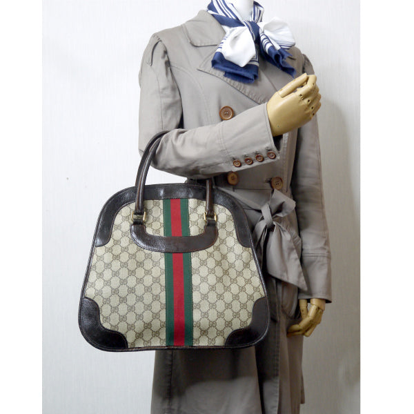OLD Gucci おにぎり型シェリーボストン(茶)