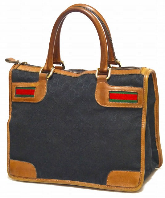 OLD Gucci スクエアミニボストン(黒・横シェリー)