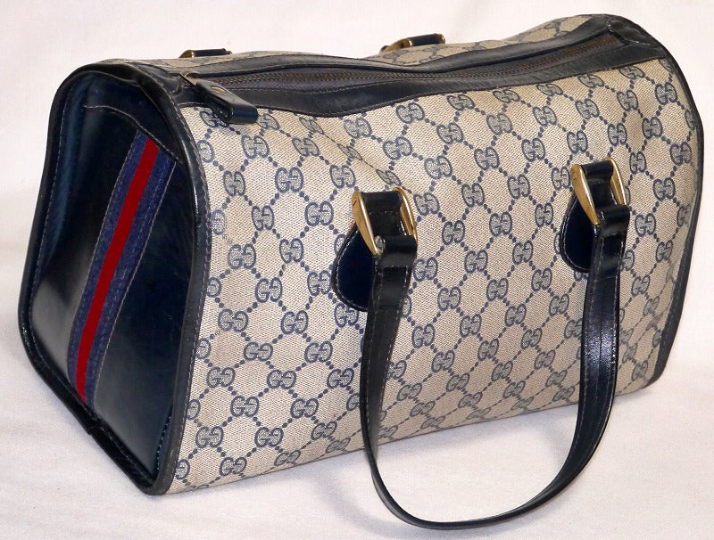 OLD Gucci サイドシェリーボストン(青・中)