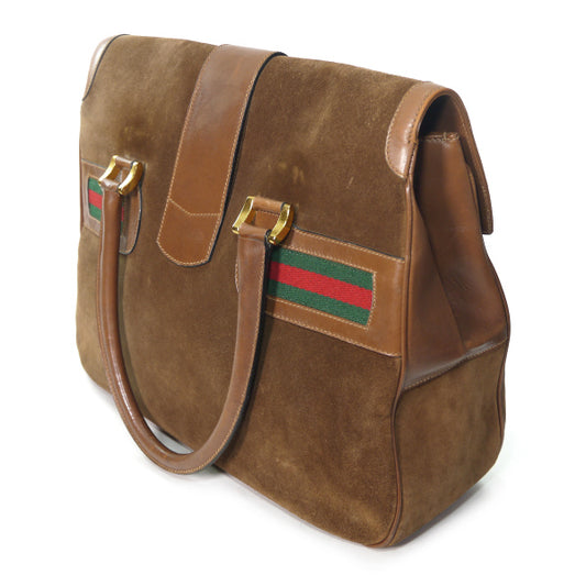 OLD Gucci 激レア!スエード×シェリー スクエアボストン(茶)