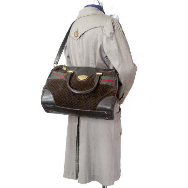 OLD Gucci 激レア!!スエード×シェリー スクエアGGボストン(茶)