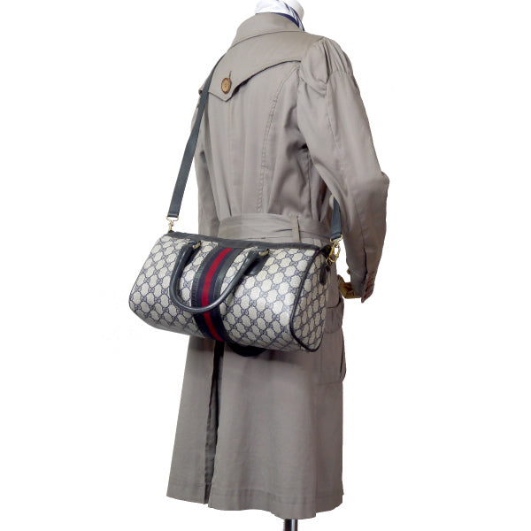 OLD Gucci ドラム型ショルダー付ミニボストン(青)