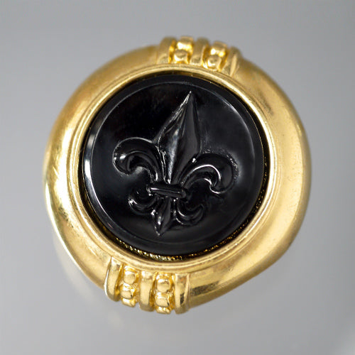 GIVENCHY 百合の紋章イヤリング(ブラックストーン)