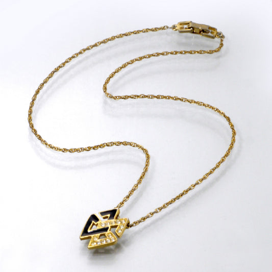 GIVENCHY GGロゴストーン×ブラックネックレス(ゴールド)