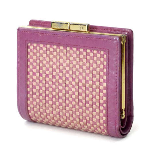 GIVENCHY 編み込みレザーがま口折財布(ピンク)