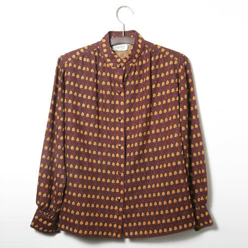 OLD Gucci 70sもみじ柄ブラウス