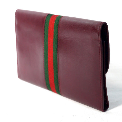 OLD Gucci 総皮横長財布(ワイン)