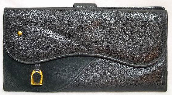 OLD Gucci 本革 ビット横長財布(黒)