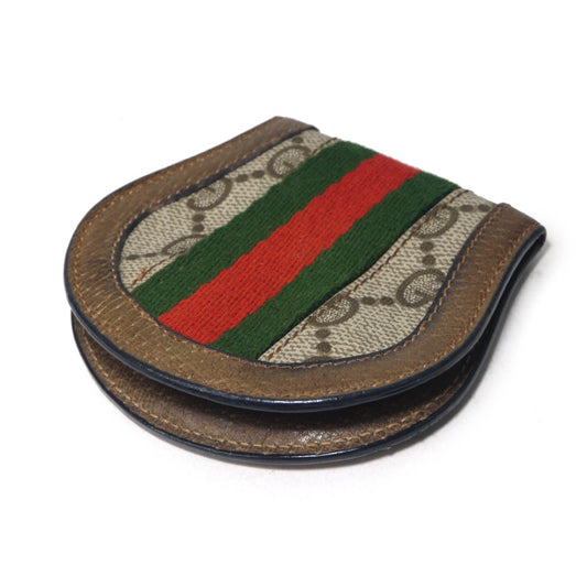 OLD Gucci シェリー円形コインケース(茶)