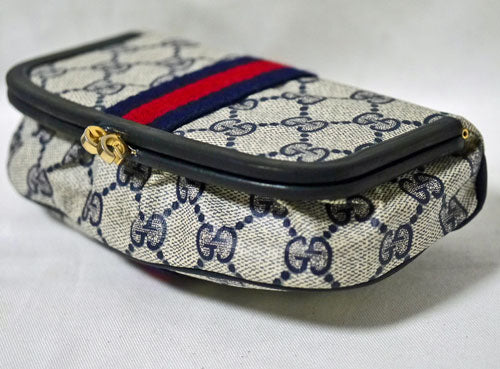 OLD Gucci 鏡付き！がま口ポーチ（青） – Vintage Shop Rococo