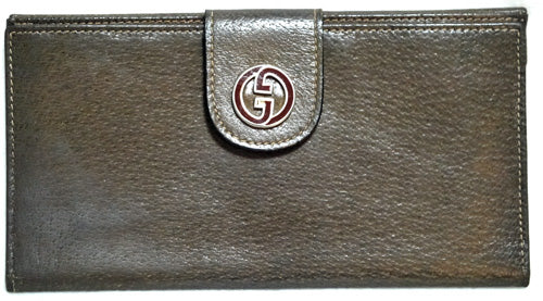 OLD Gucci 2つ折れ横長サイフ(茶)