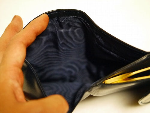 OLD Gucci がま口2つ折りシンプル財布(青)