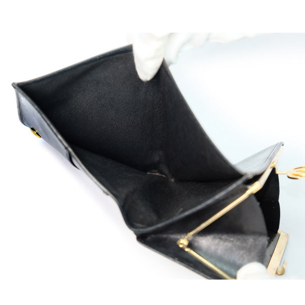 OLD Gucci 総革GG金具がま口財布(黒)