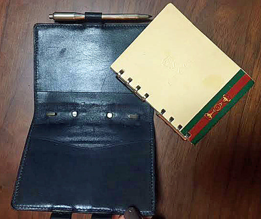 OLD Gucci 70s シェリーライン手帳(紺)