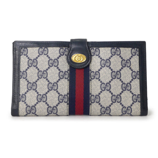 OLD Gucci 3つ折れシェリー長財布(青/箱付き)